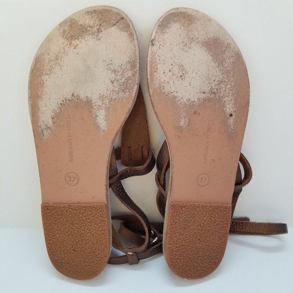 Womens US 6.5 - 7 EU 37 Ancient Greek Handmade Metallic Bronze Leather Sandals - Picture 6 of 6